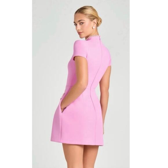 Nadine Merabi Simone Pink Pearl Mini Dress - US Size 12 - Picture 4 of 8